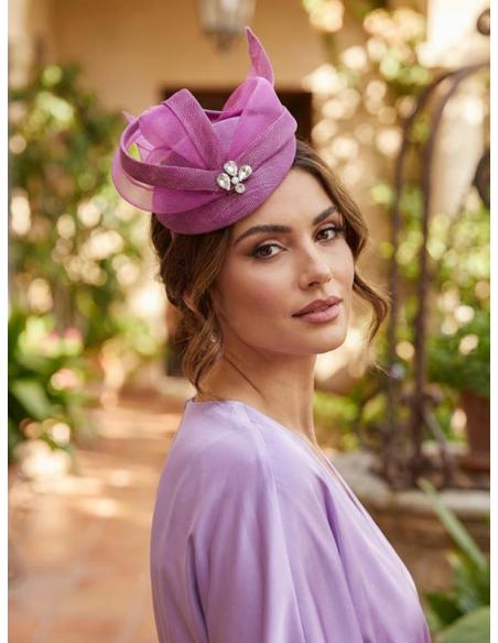 TOCADO INVITADA BODA CASQUETE ELEGANTE BUGAMBILIA | MADRINA