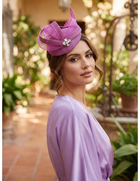 TOCADO INVITADA BODA CASQUETE ELEGANTE BUGAMBILIA | MADRINA