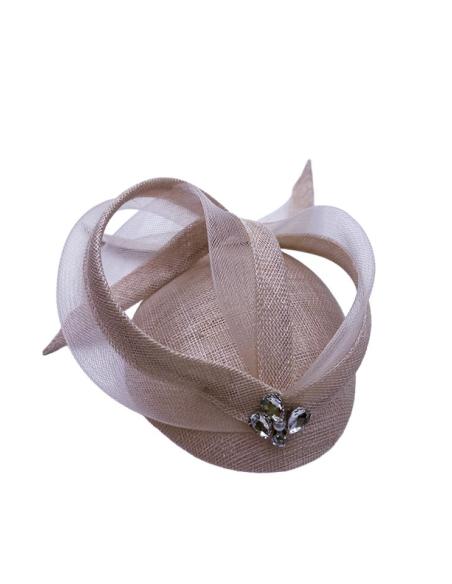 TOCADO INVITADA BODA CASQUETE ELEGANTE ROSA NUDE | MADRINA