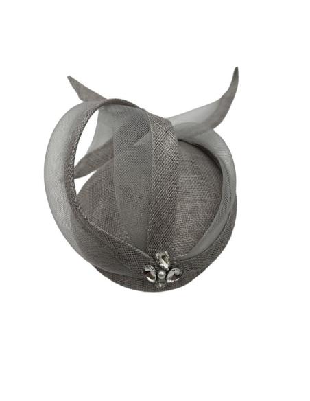 TOCADO INVITADA BODA CASQUETE ELEGANTE GRIS | MADRINA