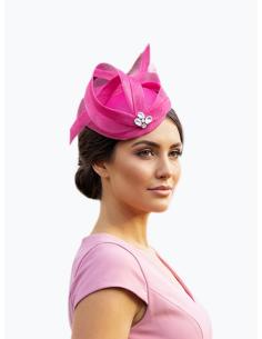 TOCADO INVITADA BODA CASQUETE FUCSIA CON PEDRERIA | MADRINA 2