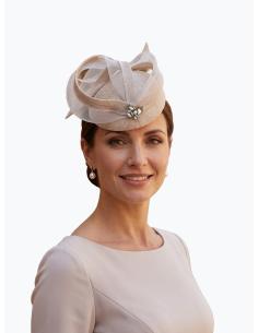 TOCADO INVITADA BODA CASQUETE ELEGANTE ROSA NUDE | MADRINA 2