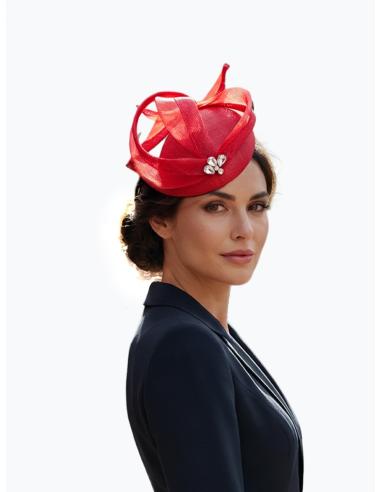 TOCADO INVITADA BODA CASQUETE ROJO...