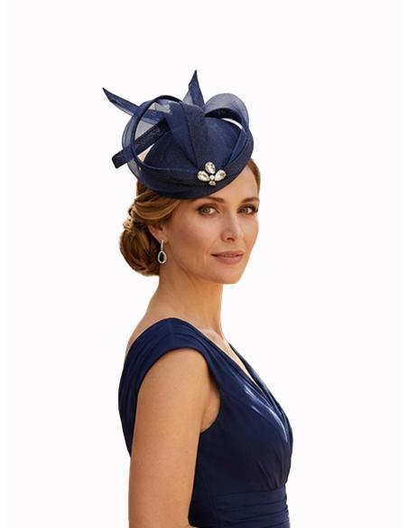 TOCADO INVITADA BODA CASQUETE AZUL MARINO | MADRINA