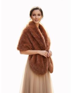 ESTOLAS INVITADA DE BODA DE PELO LARGO MARRON TEJA | FIESTA Y GALA 2