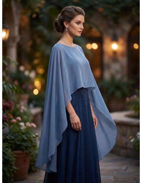 CAPAS PARA INVITADA DE BODAS Y BAUTIZOS AZUL ACERO | MADRINA