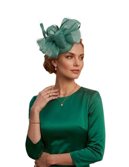 TOCADO BODA VERDE MENTA SOFISTICADO CASQUETE | INVITADA MADRINA