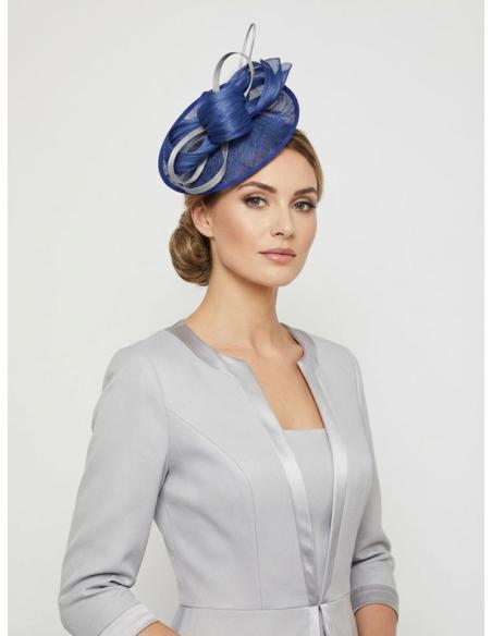 TOCADOS BODA AZULONES Y GRISES ELEGANTE LAZADA | MADRINA E INVITADA
