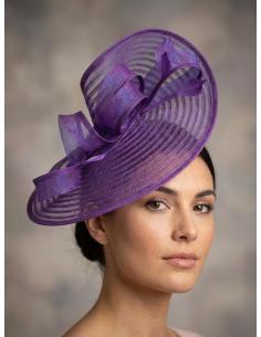 TOCADO BODA BAUTIZO Y COMUNION EN MORADO ARTESANAL | INVITADA MADRINA