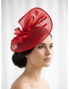 TOCADO BODA BAUTIZO Y COMUNION EN ROJO ARTESANAL | INVITADA MADRINA