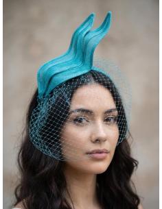 DIADEMA DE INVITADA Y MADRINA TOCADO AZUL PETROLEO | BAUTIZO BODA