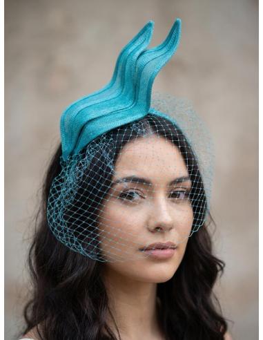 DIADEMA DE INVITADA Y MADRINA TOCADO AZUL PETROLEO | BAUTIZO BODA