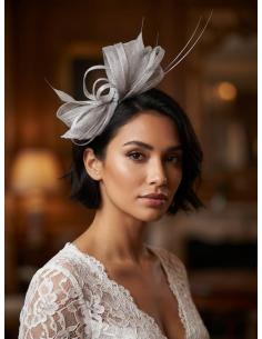 TOCADOS MADRINA E INVITADA LAZADA SINAMAY GRIS | BODA BAUTIZO