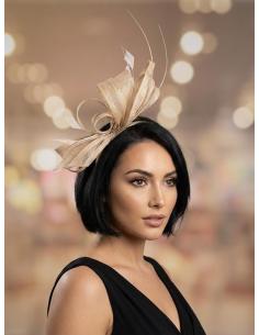 TOCADOS MADRINA E INVITADA LAZADA SINAMAY BEIGE | BODA BAUTIZO