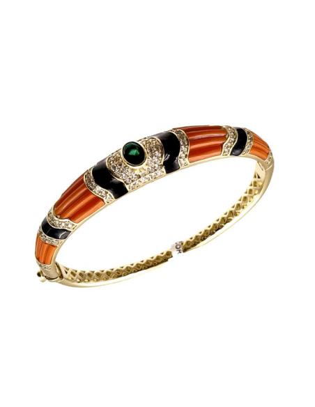 PULSERAS DE MUJER CORAL NEGRO Y CABUJON VERDE | BODA Y CASUAL