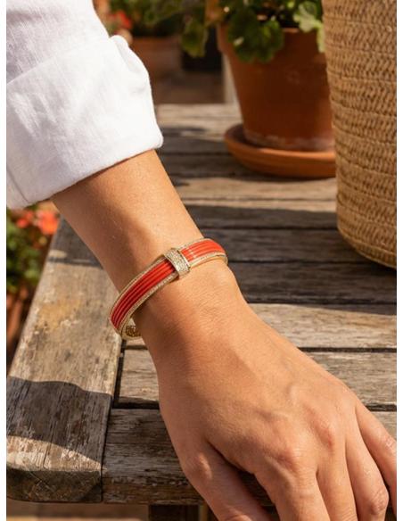 PULSERAS CORAL CON CIRCONITAS ALTA BISUTERIA MUJER | BODA Y CASUAL