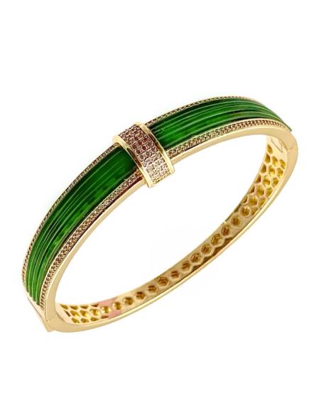 PULSERA VERDE CON CIRCONITAS ALTA BISUTERIA MUJER | BODA Y CASUAL