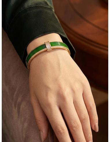 PULSERA VERDE CON CIRCONITAS ALTA BISUTERIA MUJER | BODA Y CASUAL