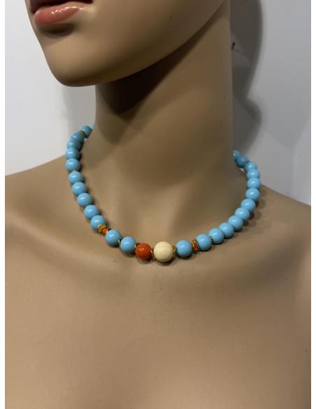 COLLARES AZULES TURQUESA ORIGINAL DISEÑO CORTO | LOOK VERANIEGO