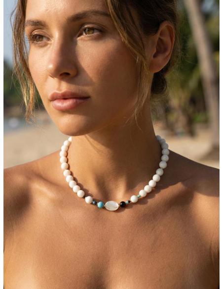 COLLARES MUJER CORTOS BLANCOS DE PIEDRA PARA DIA | ESTILO FRESCO