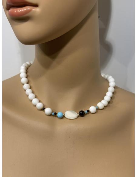 COLLARES MUJER CORTOS BLANCOS DE PIEDRA PARA DIA | ESTILO FRESCO