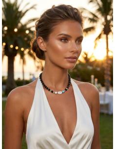 COLLARES DE MUJER NEGROS CORTOS DE PIEDRA ONIX | ESTILO CASUAL 2
