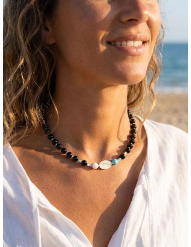 COLLARES DE MUJER NEGROS CORTOS DE PIEDRA ONIX | ESTILO CASUAL