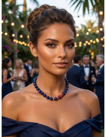 COLLARES PARA MUJER AZULES MARINO CORTOS DE PIEDRA | DISEÑOS PROPIOS