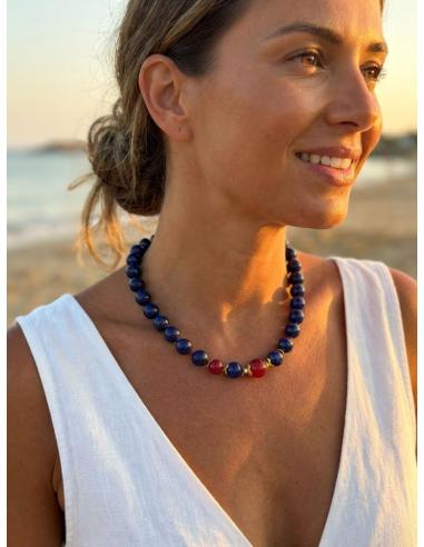 COLLARES PARA MUJER AZULES MARINO CORTOS DE PIEDRA | DISEÑOS PROPIOS