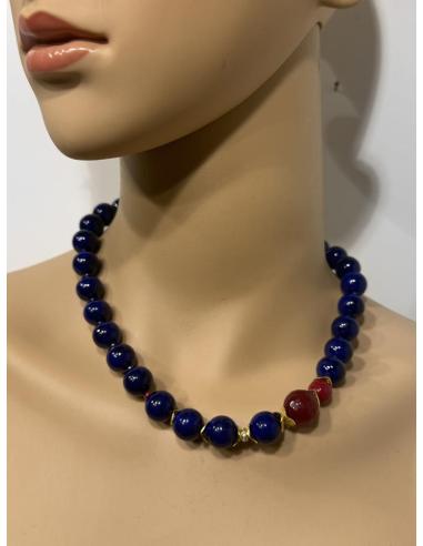 COLLARES PARA MUJER AZULES MARINO CORTOS DE PIEDRA | DISEÑOS PROPIOS