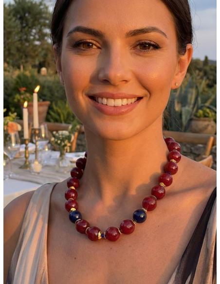 COLLARES DE MUJER GRANATES CORTOS PIEDRA FACETADA | DIA Y NOCHE