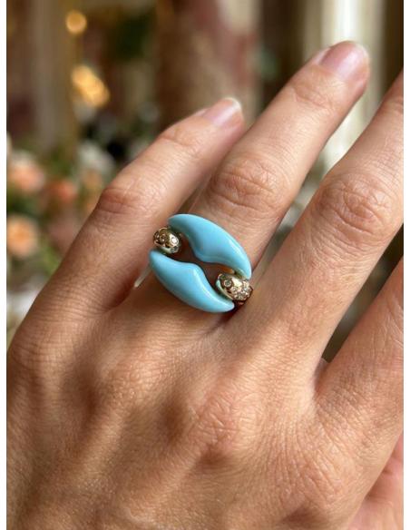 ANILLOS PARA MUJER AZULES DISEÑO ACTUAL CALABROTE | ESTILO CASUAL