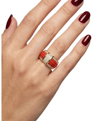 ANILLOS CORAL CON CIRCONITAS ALTA BISUTERIA MUJER | INVITADA BODA
