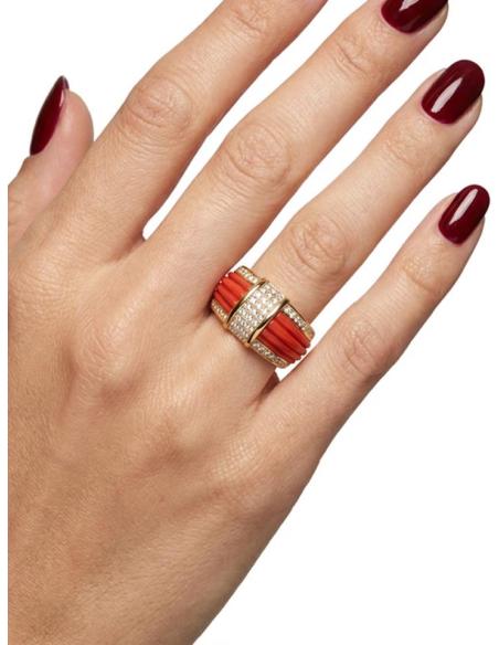 ANILLOS CORAL CON CIRCONITAS ALTA BISUTERIA MUJER | INVITADA BODA