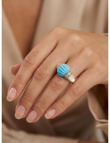 ANILLOS AZULES Y BLANCOS DISEÑO FRESCO Y ACTUAL | JOYAS MUJER