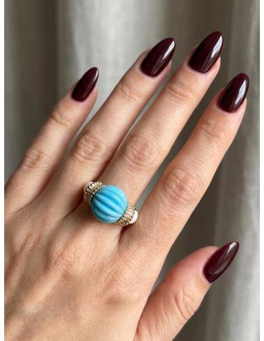 ANILLOS AZULES Y BLANCOS DISEÑO FRESCO Y ACTUAL | JOYAS MUJER
