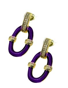 PENDIENTES ELEGANTES MORADOS ARO PEQUEÑO Y CIRCON | JOYA CLASICA RENOVADA