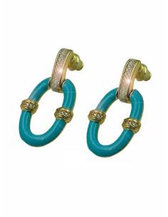 PENDIENTES ELEGANTES AZULES ARO PEQUEÑO Y CIRCON | JOYA CLASICA RENOVADA