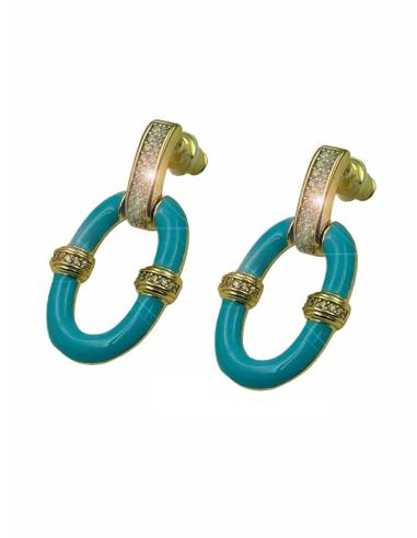 PENDIENTES ELEGANTES AZULES ARO PEQUEÑO Y CIRCON | JOYA CLASICA RENOVADA