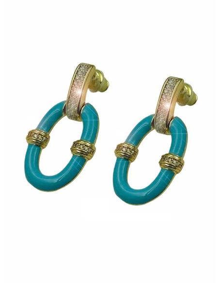 PENDIENTES ELEGANTES AZULES ARO PEQUEÑO Y CIRCON | JOYA CLASICA RENOVADA