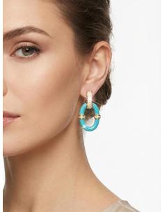 PENDIENTES ELEGANTES AZULES ARO PEQUEÑO Y CIRCON | JOYA CLASICA RENOVADA 2