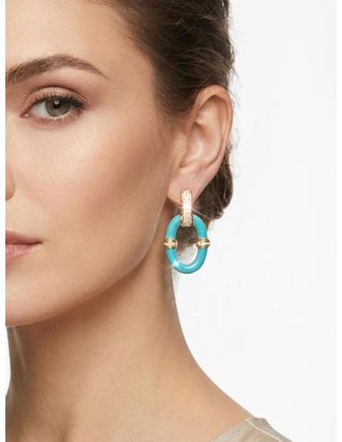 PENDIENTES ELEGANTES AZULES ARO PEQUEÑO Y CIRCON | JOYA CLASICA RENOVADA
