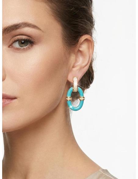 PENDIENTES ELEGANTES AZULES ARO PEQUEÑO Y CIRCON | JOYA CLASICA RENOVADA
