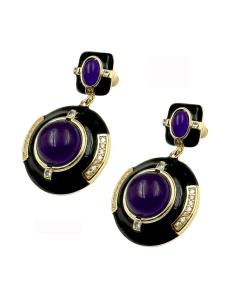 PENDIENTES ELEGANTES MORADOS Y NEGROS PARA MUJER | BODA Y EVENTO