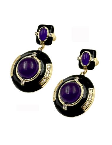 PENDIENTES ELEGANTES MORADOS Y NEGROS PARA MUJER | BODA Y EVENTO