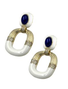 PENDIENTE BLANCO Y MARINO ELEGANTE Y FAVORECEDOR | ARO CASUAL