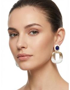 PENDIENTE BLANCO Y MARINO ELEGANTE Y FAVORECEDOR | ARO CASUAL 2