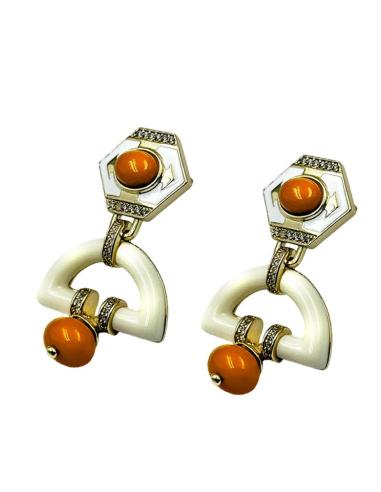 PENDIENTES MUJER LARGOS BLANCO ROTO Y CORAL | JOYA ELEGANTE CHIC