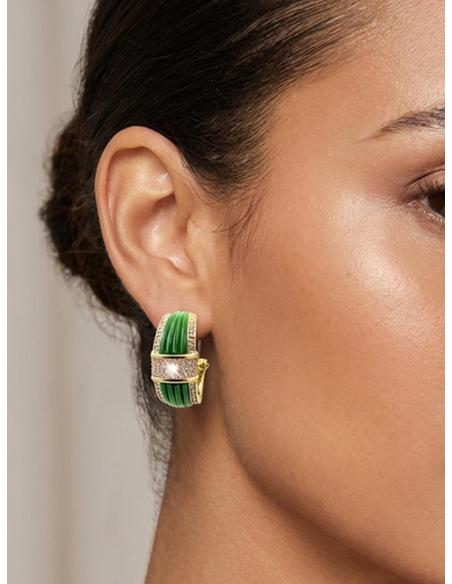 PENDIENTES MUJER VERDES CON CIRCONITAS ELEGANTES | JOYA BODA DIA Y NOCHE