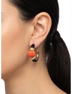 PENDIENTES NEGROS Y CORAL AROS ELEGANTES | CLASICO CHIC 2